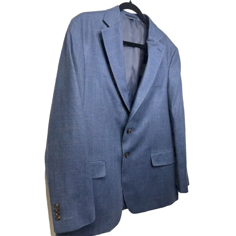 Jos‎ A Bank Men Signature Blue Red Plaid Blazer Size 44R Silk Wool Old Money